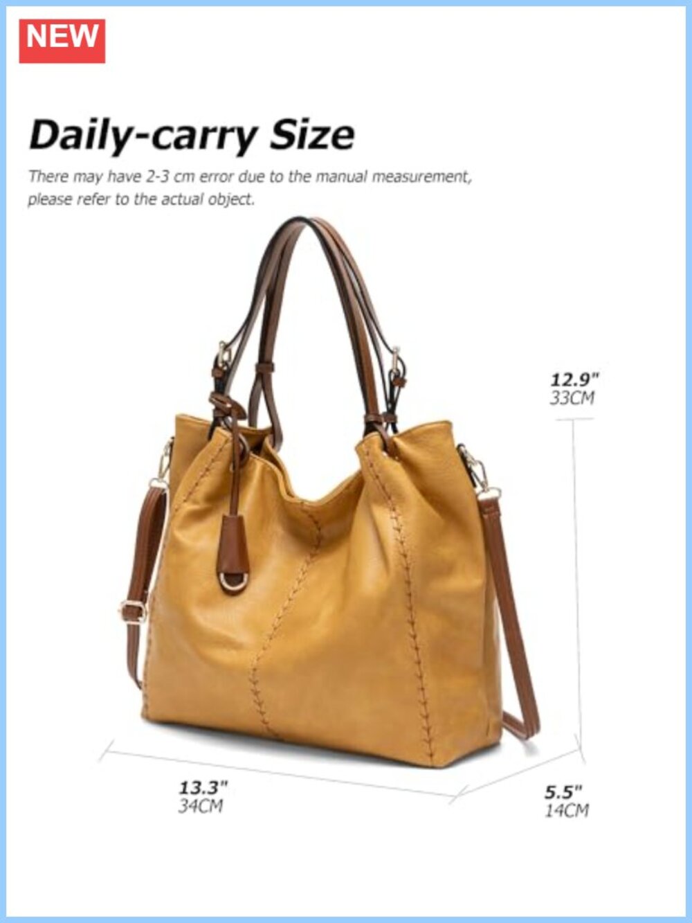 Vintage PU Leather Hobo Shoulder Bag Bucket Tote with Rivet Detail - Picture 2 of 6